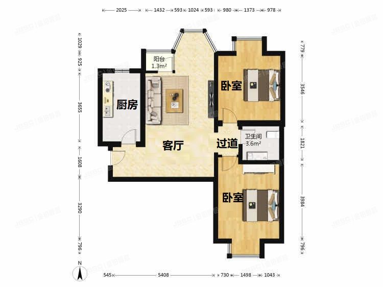 通州区 景盛南二街45号院5号楼13层2单元1305号（合生世界村）