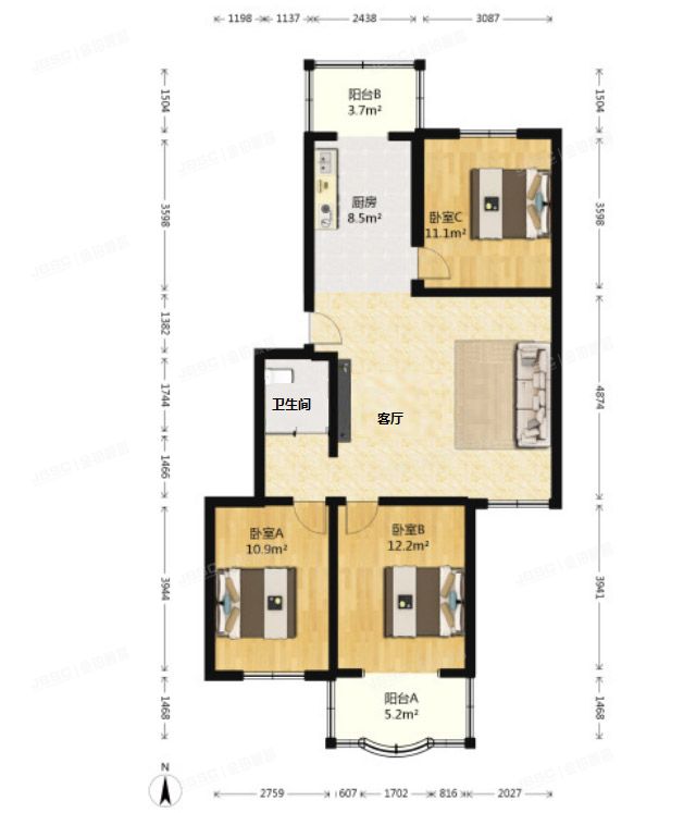大兴区-西红门镇 宏盛园小区2号楼6层2单元601