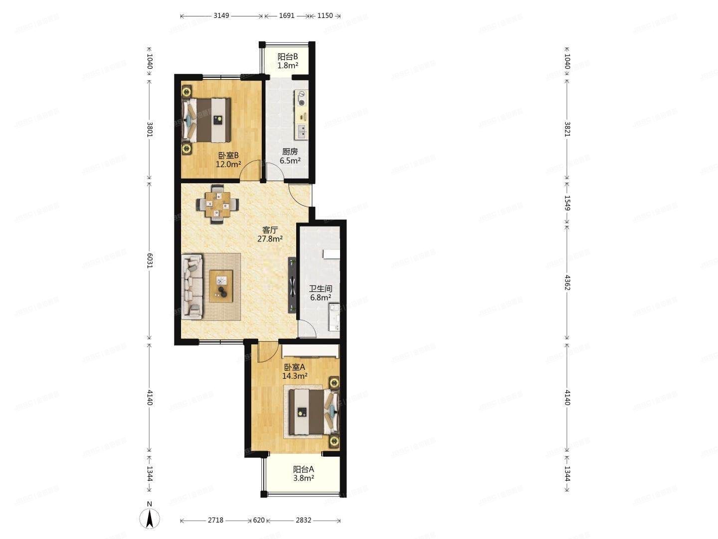 海淀区 建西苑中里5号楼1单元202号 经适房