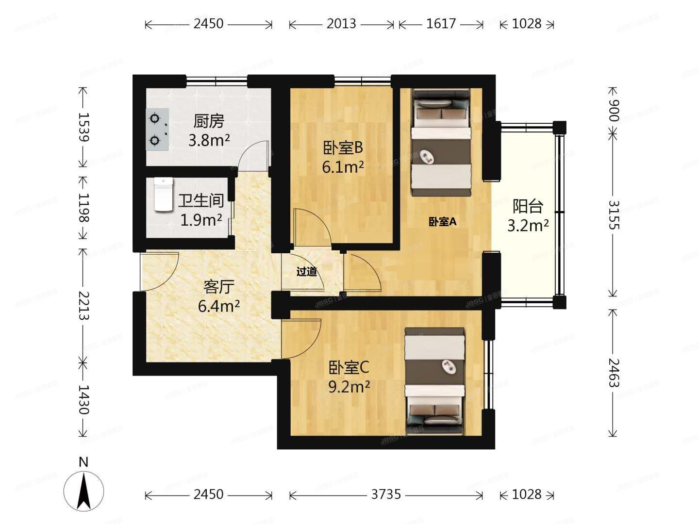 朝阳区 安华西里三区12号楼1单元301号 房改房