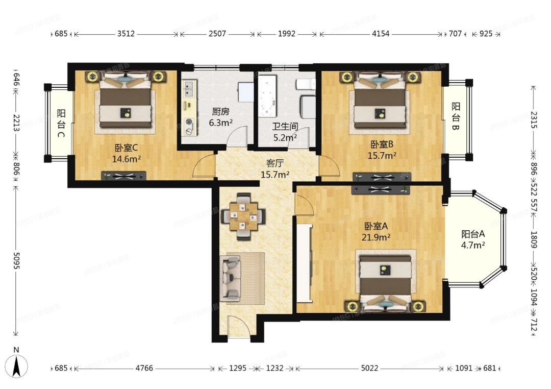 丰台区 青塔西路58号院3号楼1102号房产的70%份额（珠江峰景）