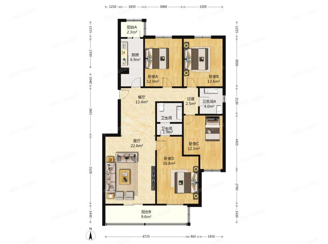 房山区-良乡 北潞华家园16号楼6层1单元601