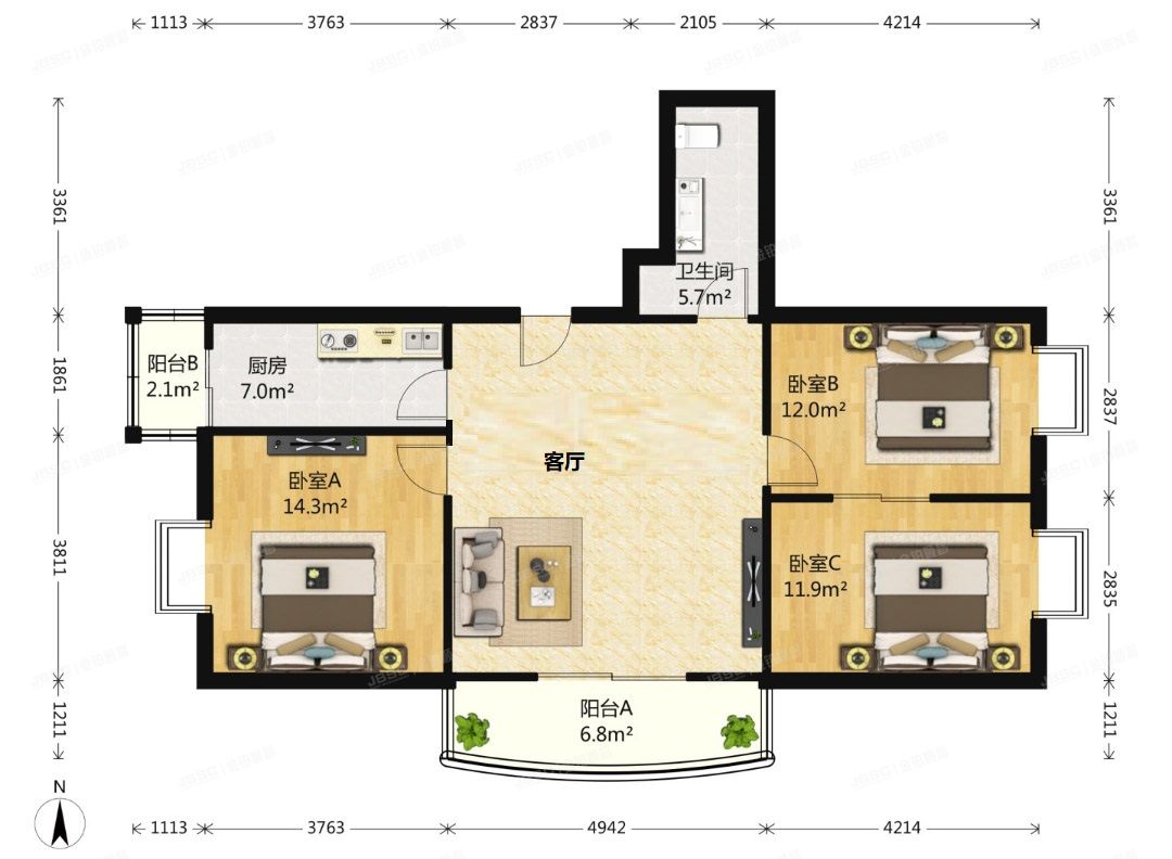 门头沟区 倚山嘉园8号楼9层4单元903室