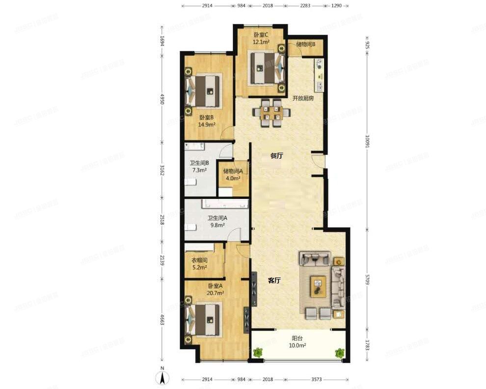 朝阳区 东三环北路55号院1楼5层5602房（世茂宫园）公寓
