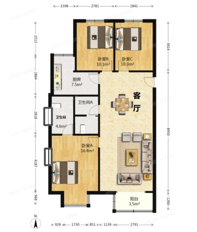 门头沟区 滨河西区皓月园5号楼6层1单元601号