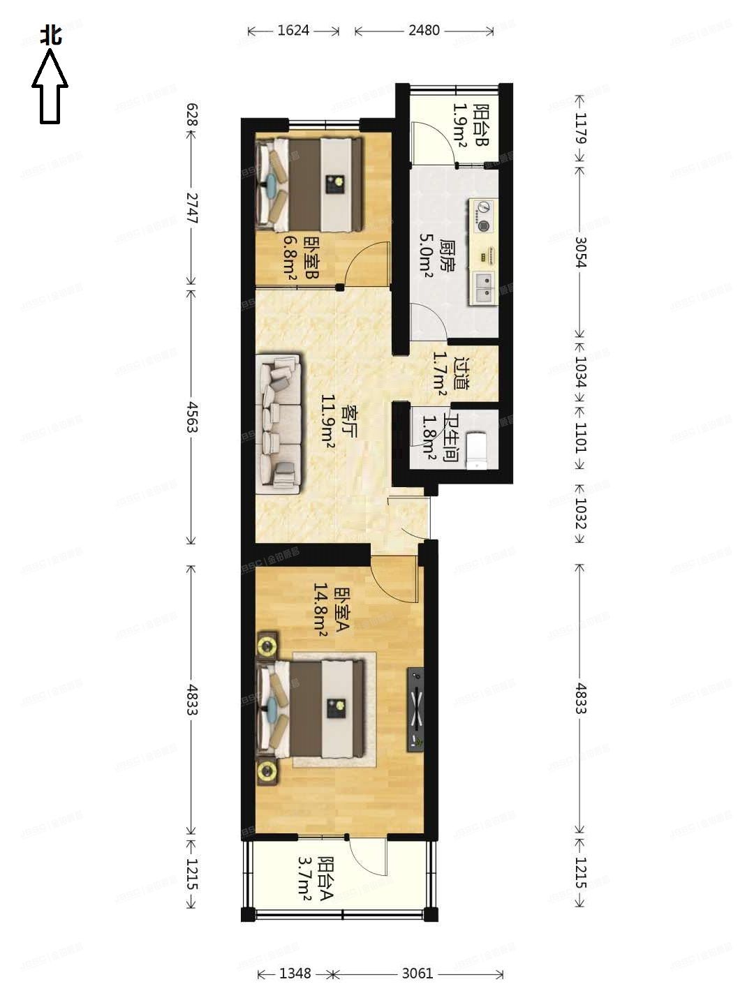 海淀区 西直门北大街43号院6号楼6层1单元601 房改房