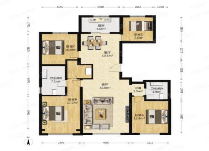 经济技术开发区 四海路七号院18号楼15层2单元1502号（金茂逸墅）