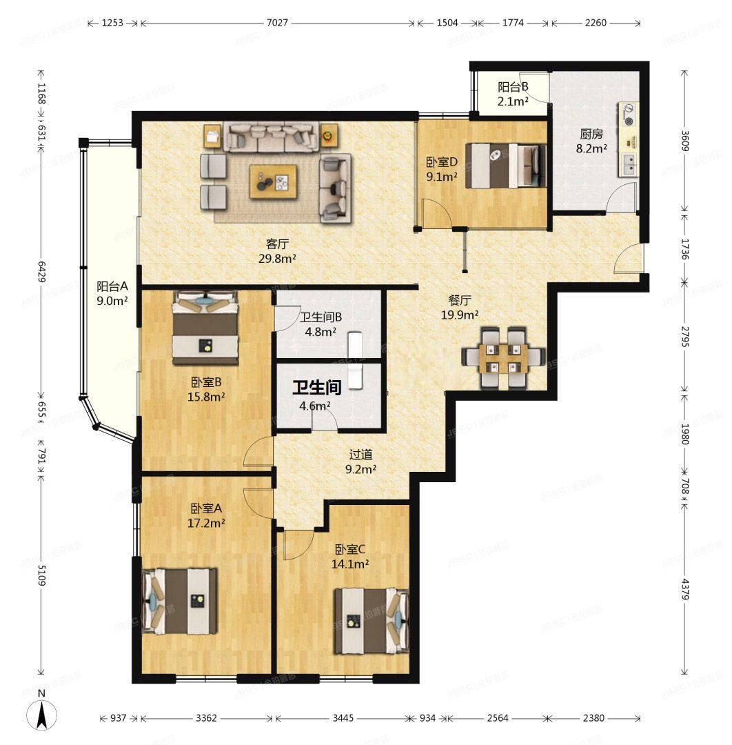 丰台区  右安门外大街2号楼18C（迦南大厦）