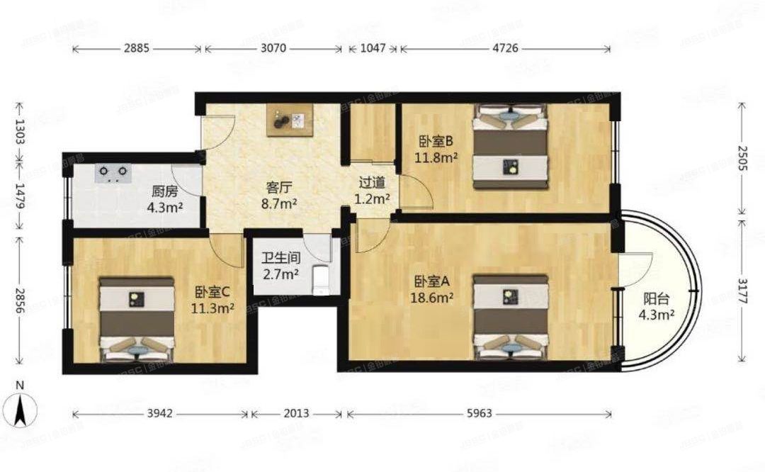 朝阳区 安华里四区2号楼4层东楼404 房改房