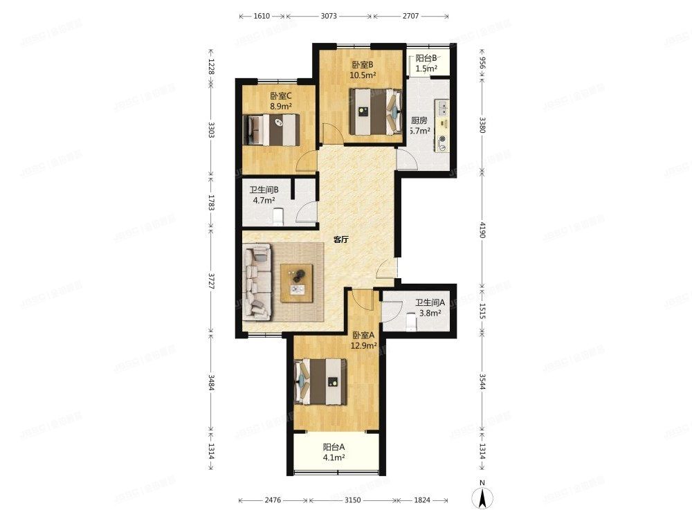 大兴区 黄村西大街65号兴华中里21号楼4层2单元403号（阳光乐府）