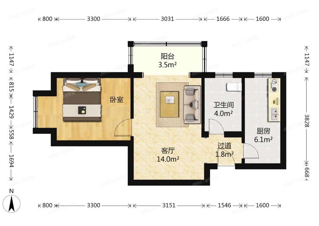 门头沟区 惠民家园二区30号楼3层3单元306
