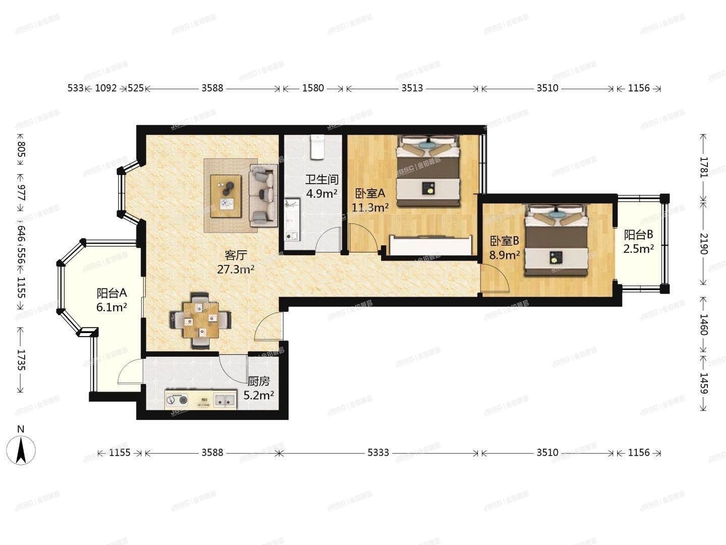 通州区 怡乐中街怡乐园三区21号楼2层621（靓景明居）