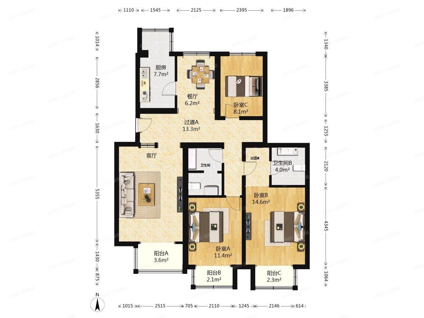 大兴区-黄村镇 长丰园三区1号楼3层3单元301