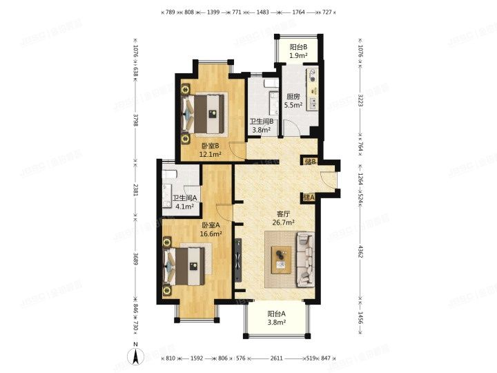 朝阳区 东恒时代二期八里庄东里甲2号院6号楼1单元802室（东恒时代二期）