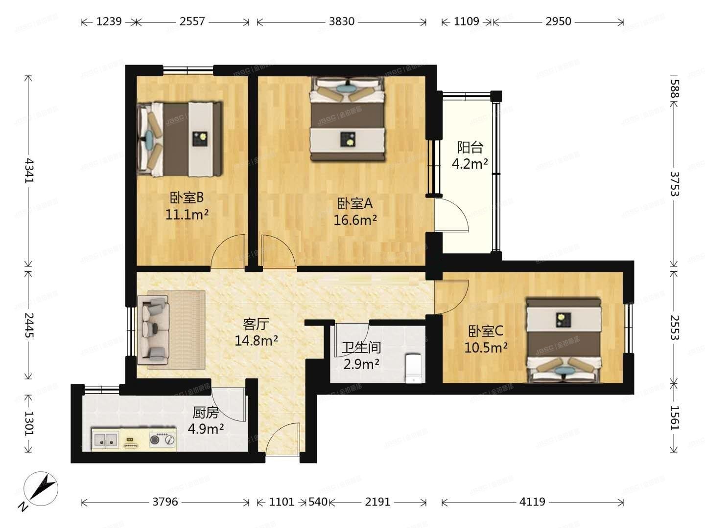 朝阳区   向军南里3号楼13层1301（向军南里小区）
