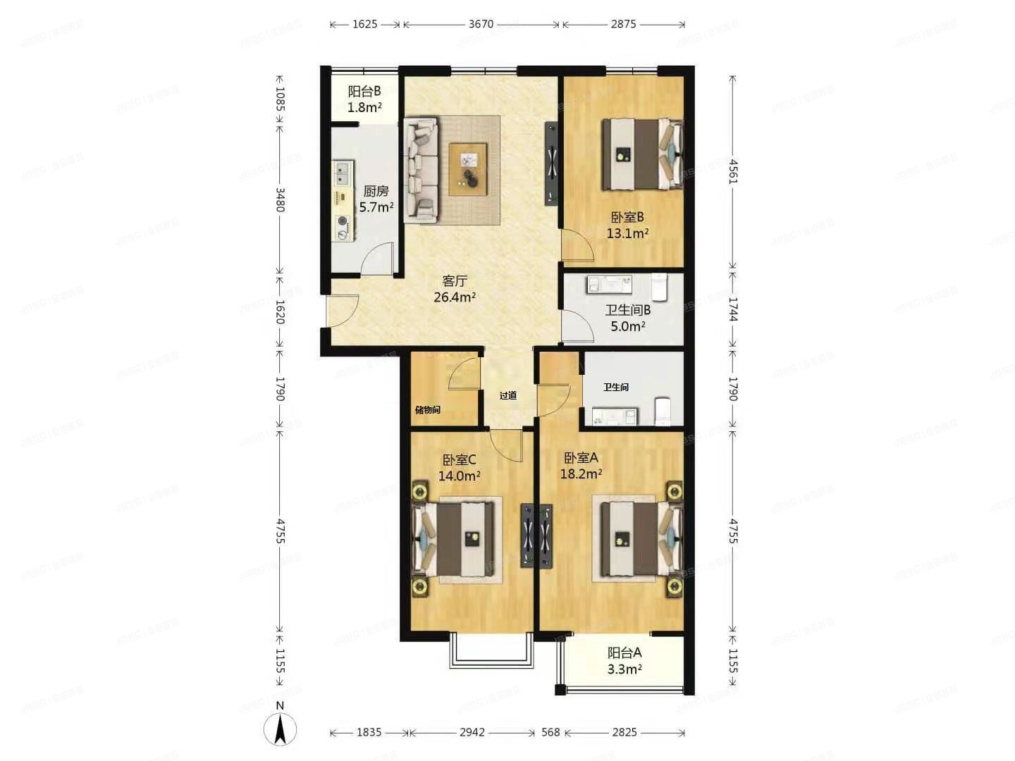 昌平区-回龙观镇 天龙苑20号楼1层A4单元101号（矩阵二期）