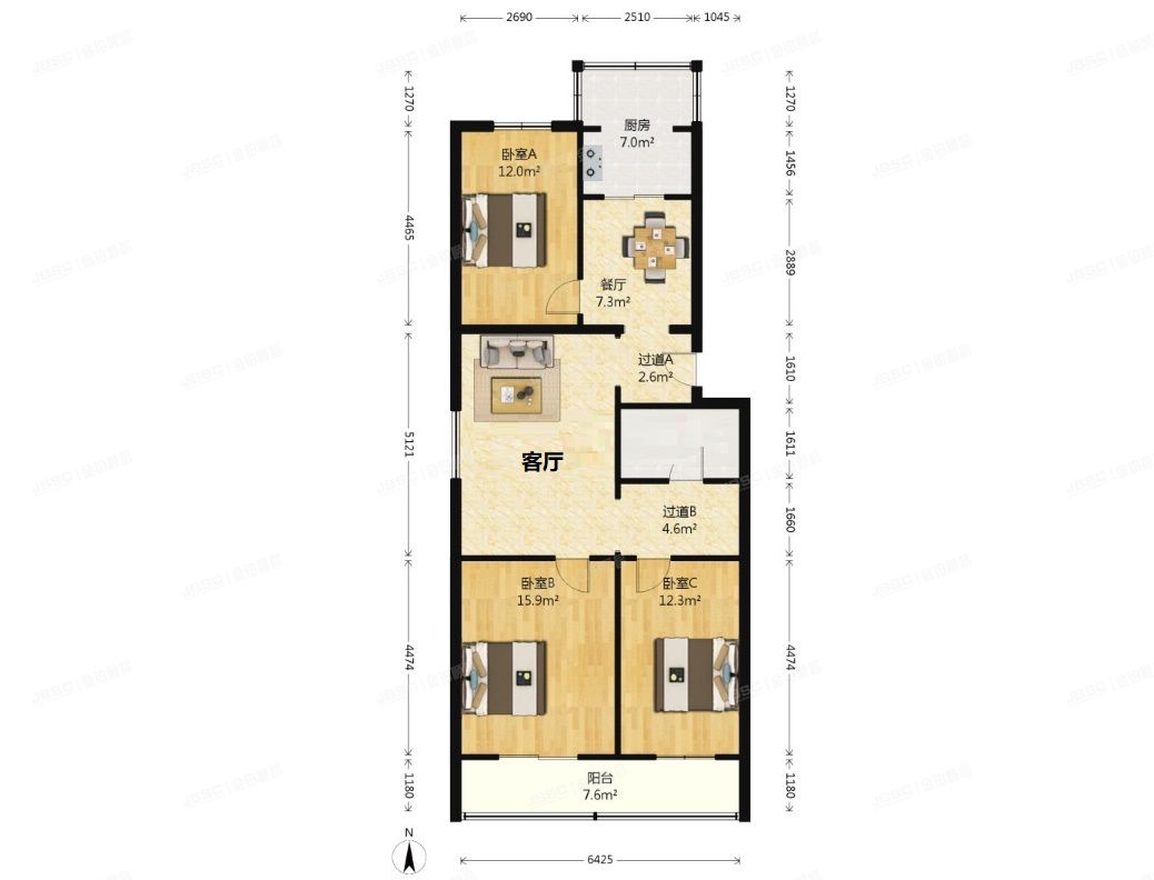 房山区-良乡 吴店西里1号楼2层4单元202（吴店西里）
