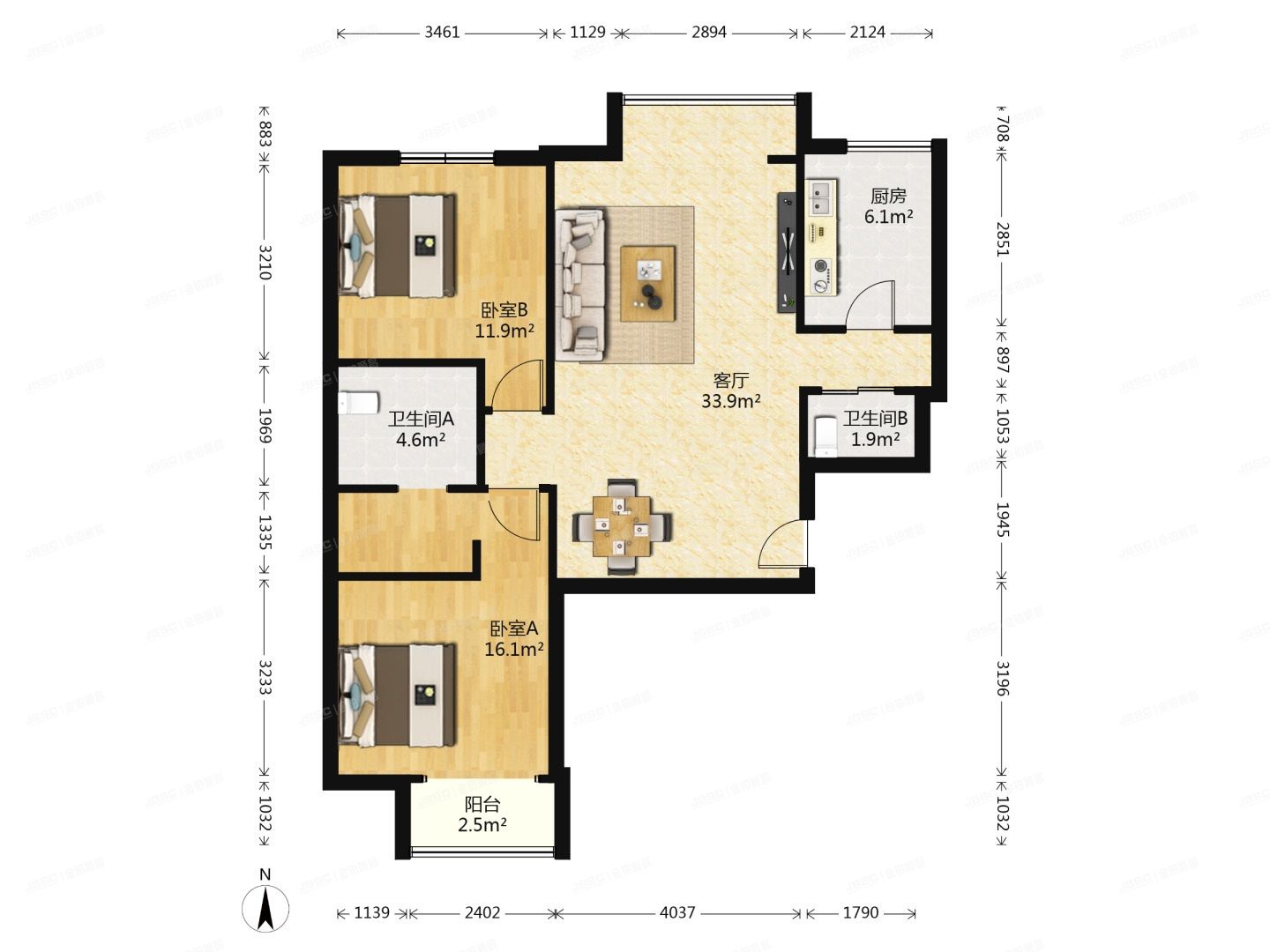 朝阳区 青年路西里5号院14号楼13层4单元1605（润枫水尚西区）