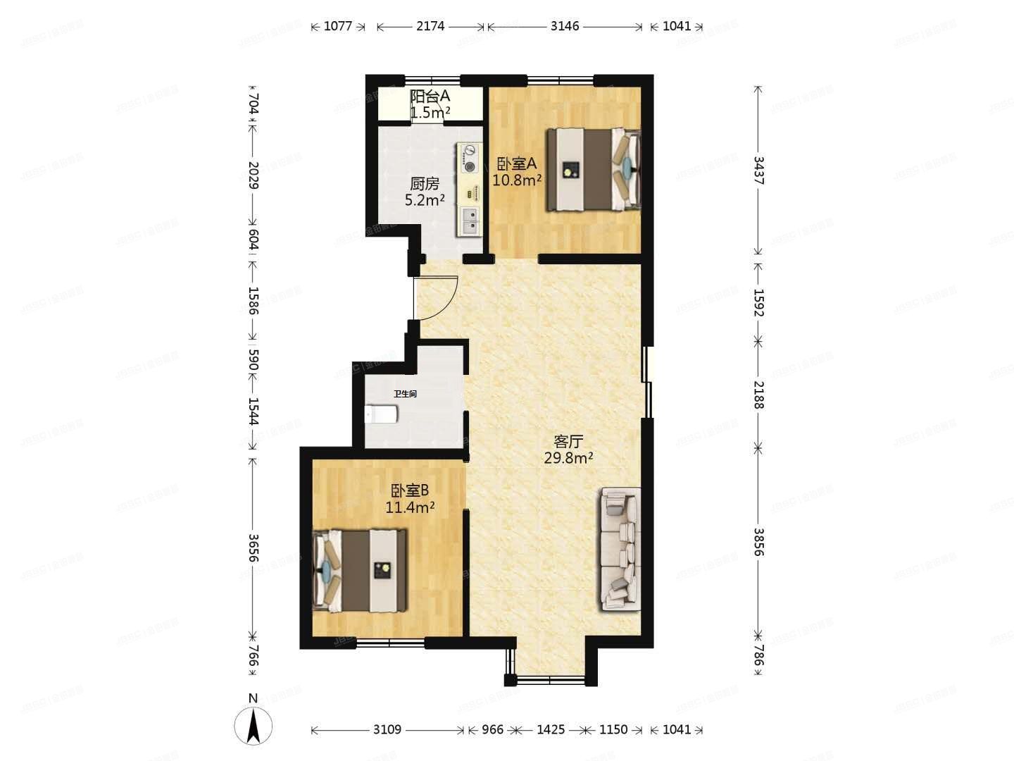 大兴区 育林街2号院3号楼10层4单元1001（育新花园中里）