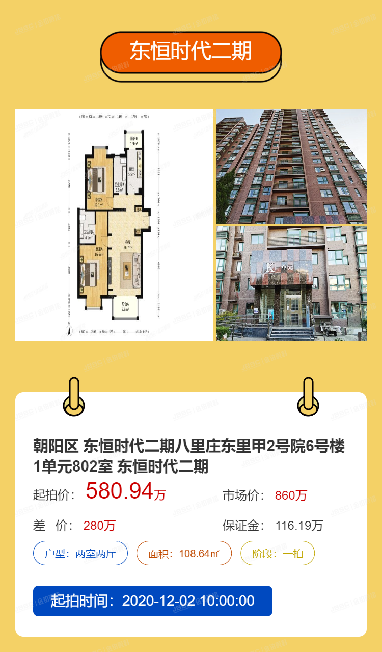 火爆！必买好盘！6折抢直观朝阳公园法拍房！