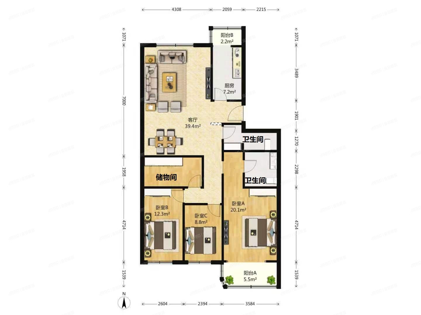 丰台区 三路居路101号院1号楼3层4单元301号（康宁居）经适房