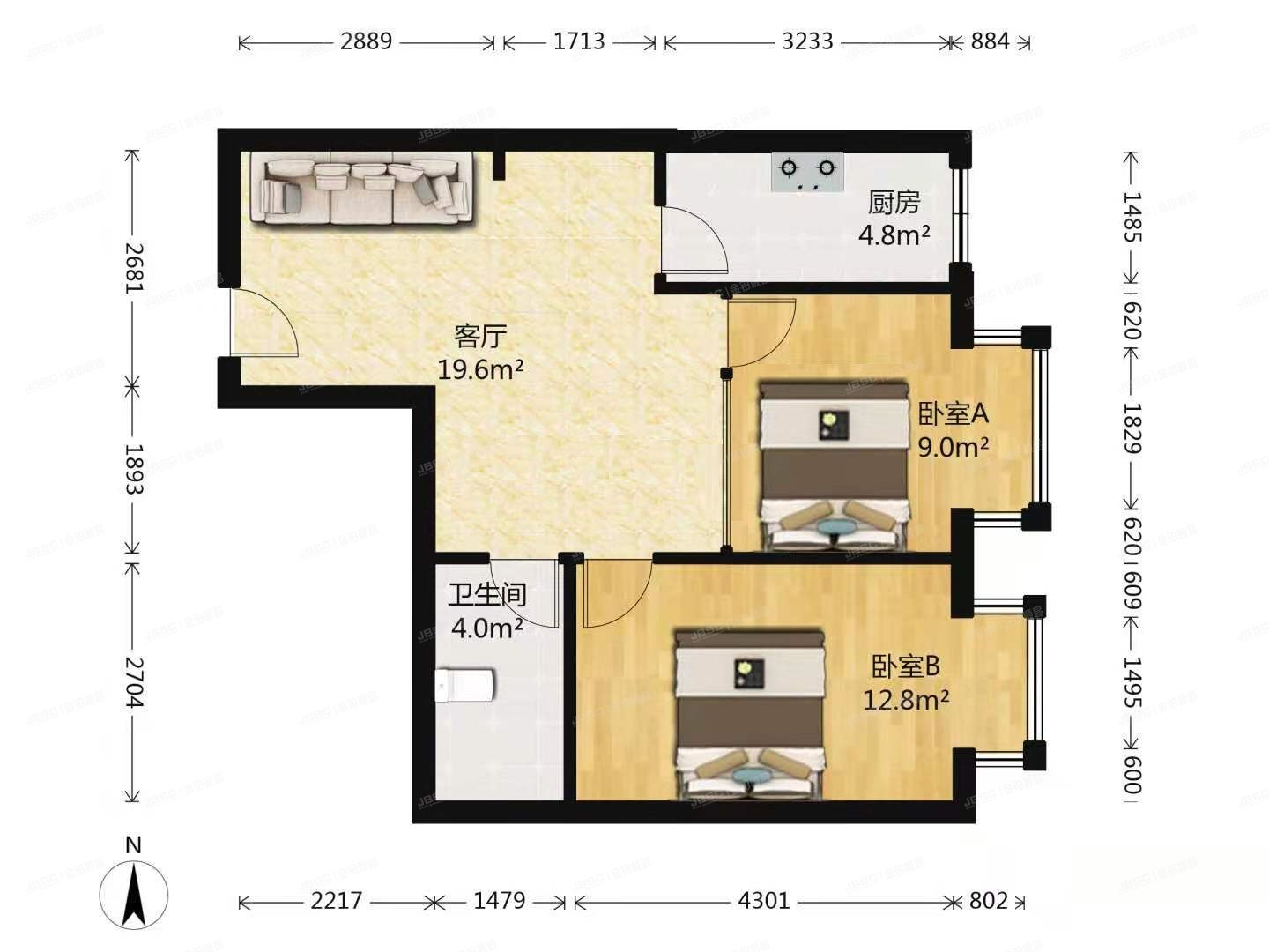 西城区 莲花河胡同1号院2号楼2层3单元202号（丽水莲花）