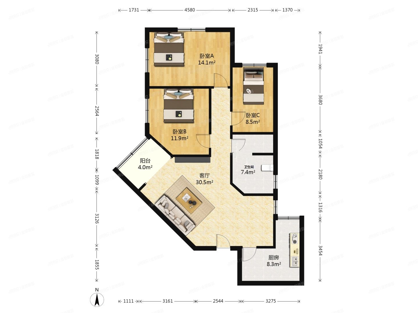 通州区 永顺东里1号4号楼23层2302（东阁雅舍）