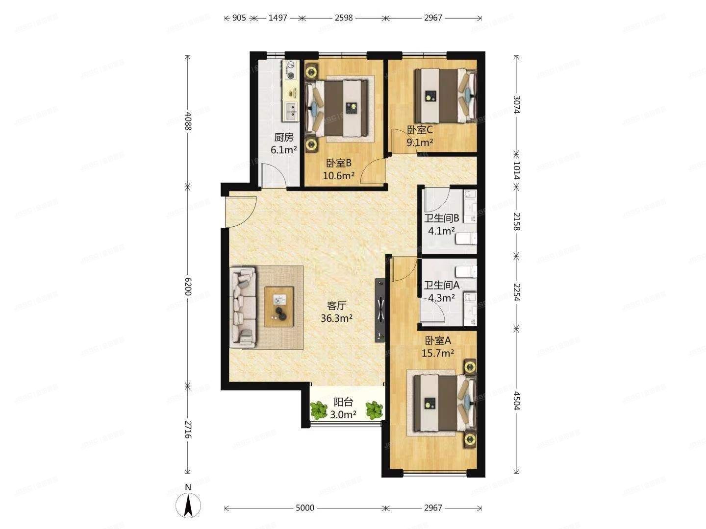 丰台区 晓月八里4号楼3层6单元301（沸城）