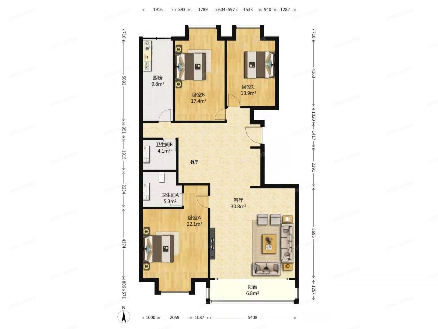 朝阳区 广渠路21号5号楼3单元0601+2车位（金海国际南区）