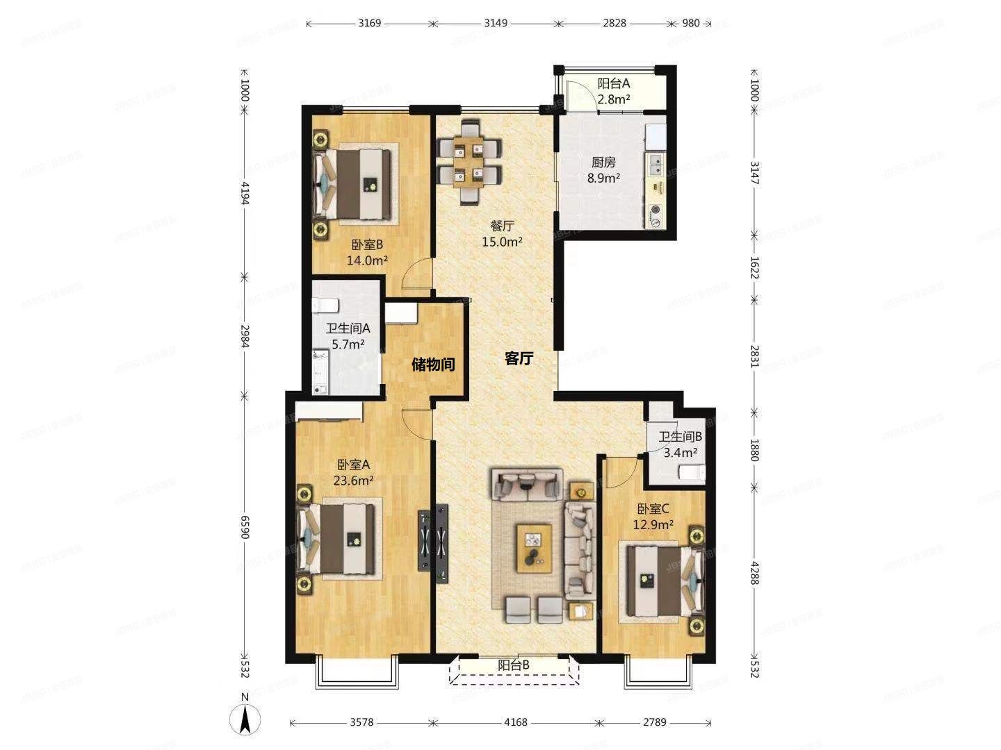 西城区 闹市口大街9号院2号楼14层2单元1702（北京尊府）