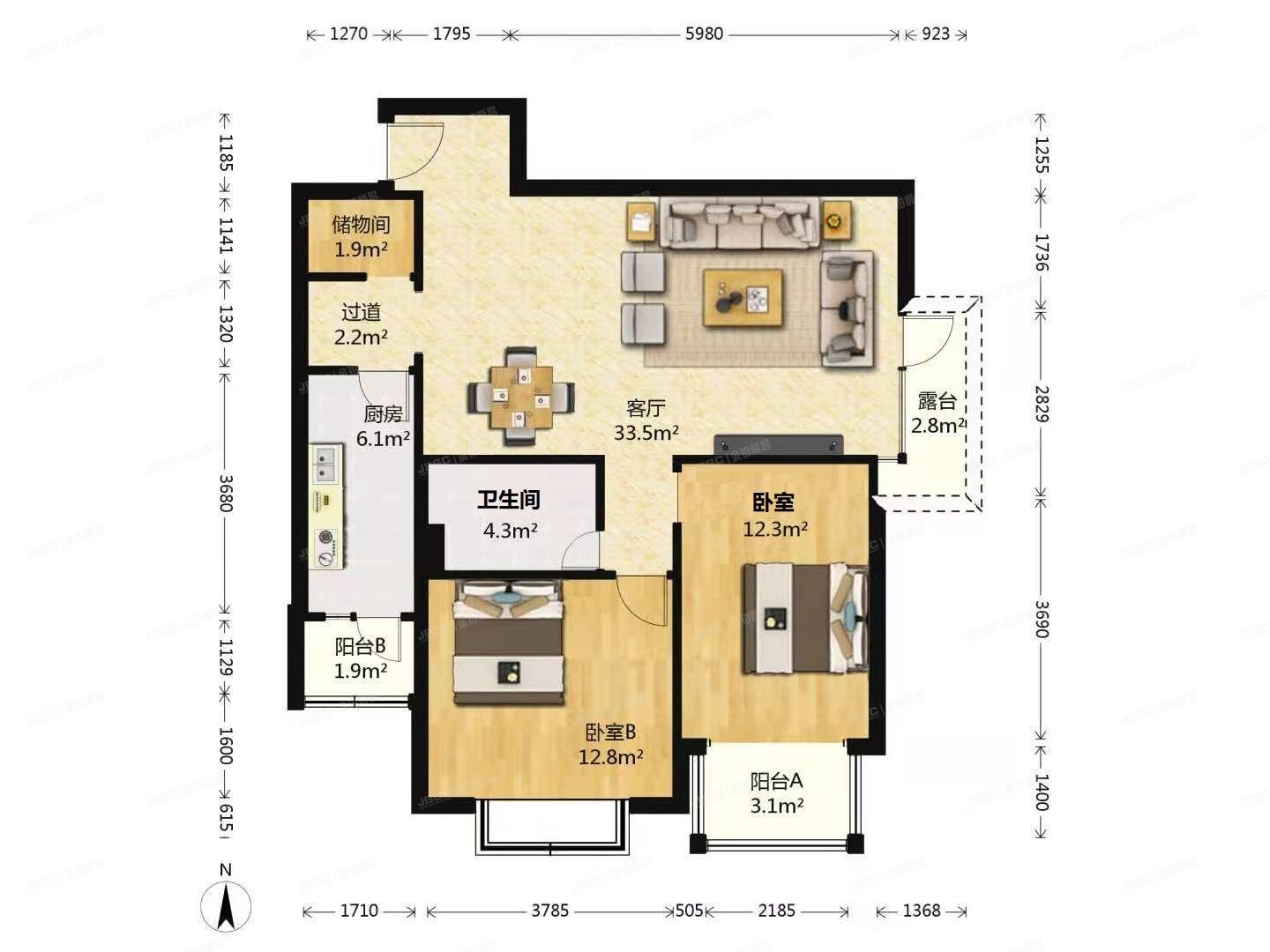 大兴区-黄村镇 泰中花园7号楼8层801（泰中花园）