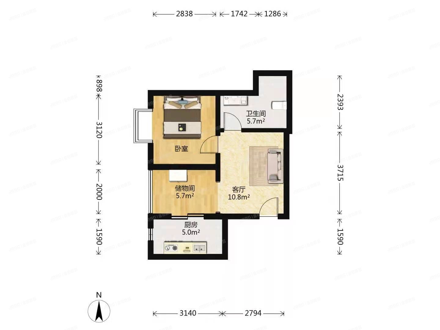 通州区 景盛南二街45号院3号楼5层1单元502（合生世界村）