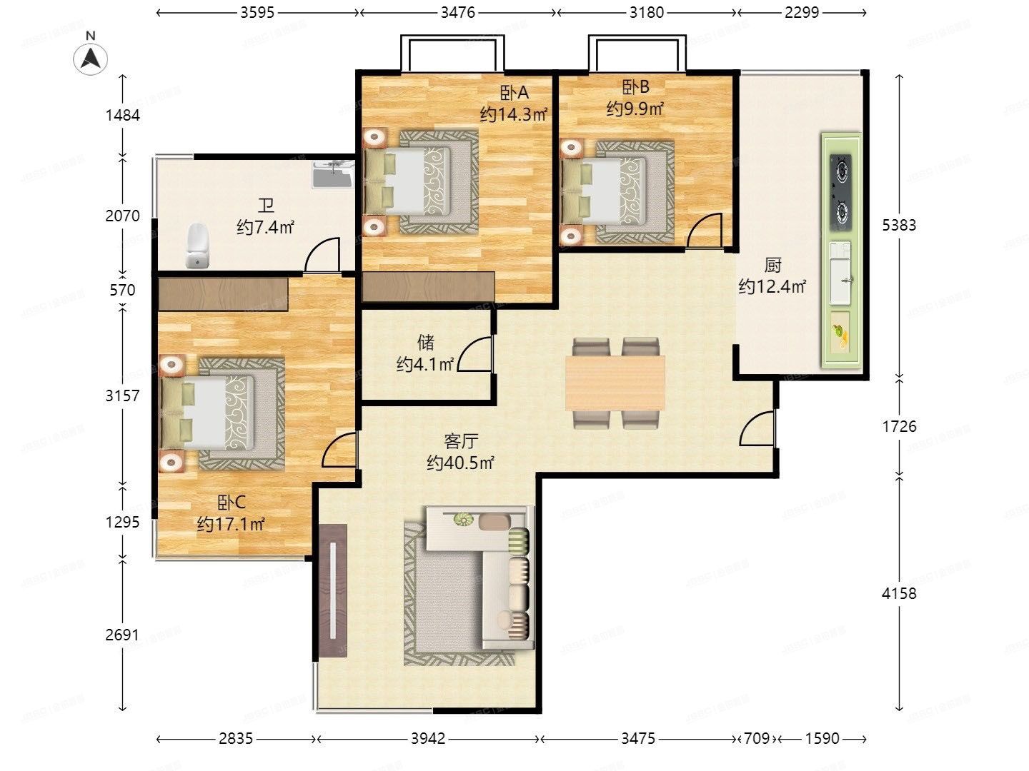 朝阳区 太阳宫金星园1号楼8层3-3084号（太阳星城金星园）