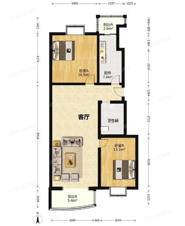 门头沟区 倚山嘉园9号楼5层1单元502（倚山嘉园）