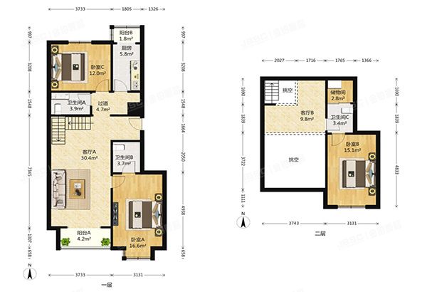 通州区 西上园一区12号楼12至13层2122号（西上园一区）复式