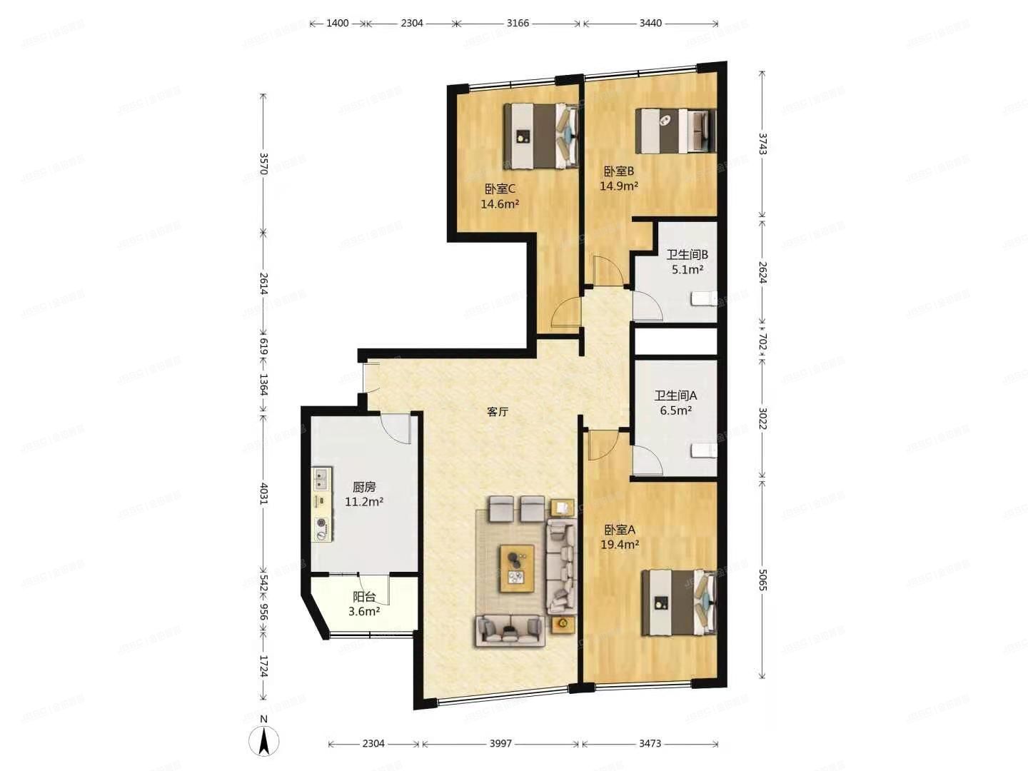 朝阳区 朝外大街6号9号楼3层505公寓+2车位（新城国际）