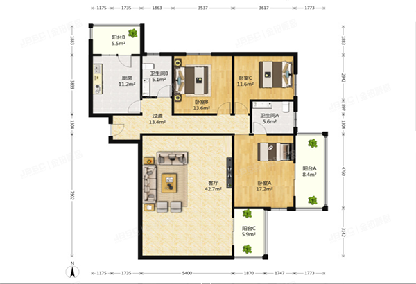 海淀区 北三环西路48号3号楼19层22C（北京科技会展中心）商住