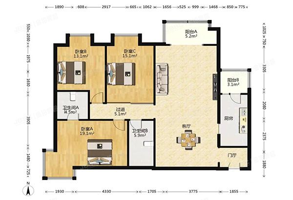 朝阳区 水碓子北里1号楼3层1单元307（万科东第）
