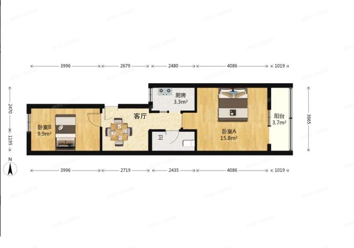 朝阳区 西坝河东里4号楼1层5门102（西坝河东里）三分之一份额