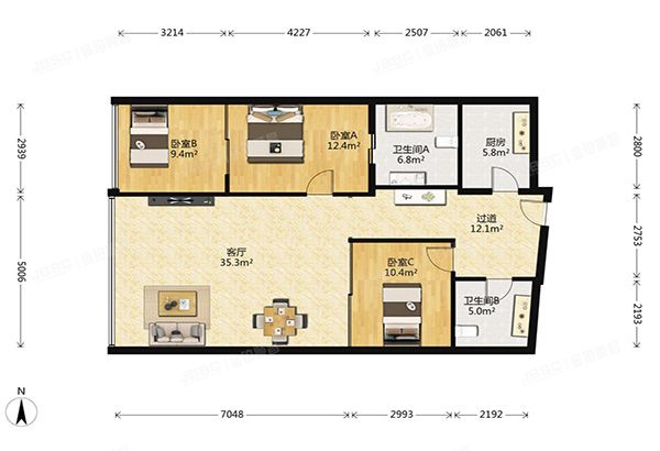 西城区 西派国际公寓133号楼4层410+车位