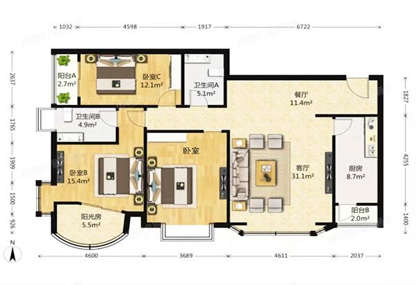 西城区 福长街68号院2号楼2层5单元202号（盛景嘉园）