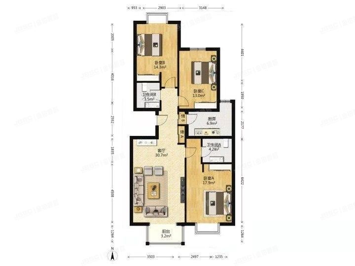 石景山区 香山南路166号院7号楼4层6单元401号（西山枫林三区）