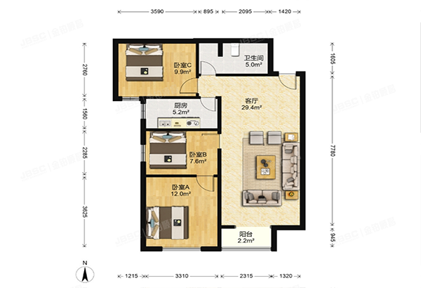 丰台区 万芳园二区15号楼5层02单元501（万年花城）