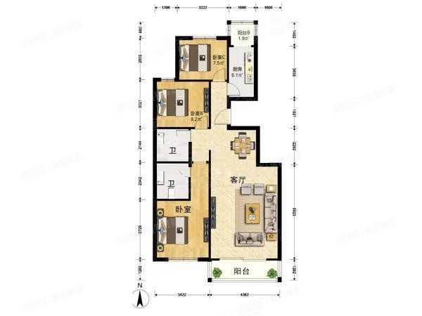 海淀区 宝盛里芳清园10号楼2层1单元202（宝盛里）