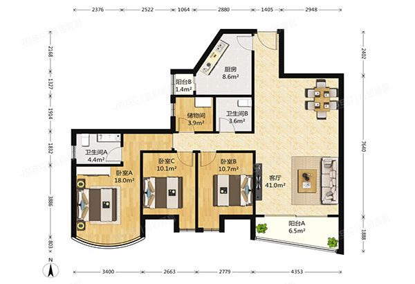 朝阳区 建国路18号院5号楼24层2405号（珠江绿洲家园）