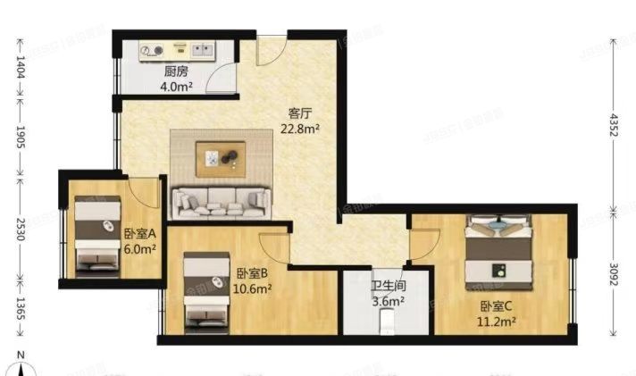 丰台区 双林东路105号院1号楼2层2单元201号（建邦枫景）