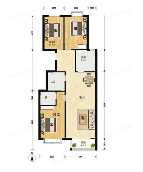 石景山区 玉泉西里二区21号楼4层3单元3A02号（远洋山水南区）