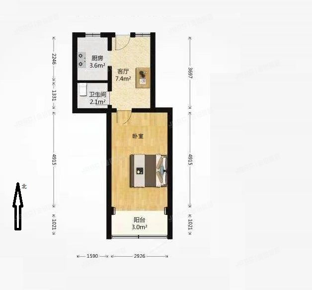 东城区 灯市口大街14号楼4层406号  房改房