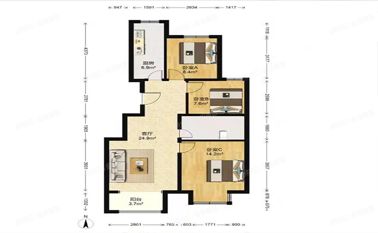 房山区 德润街11号院5号楼7层2单元701（中冶蓝城）