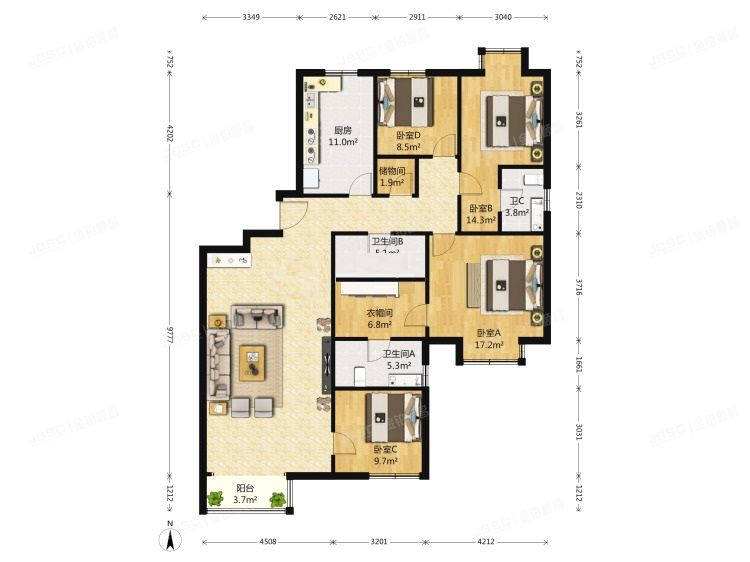 朝阳区 成慧路2号院2号楼13层1单元1602室（远洋万和城A区）